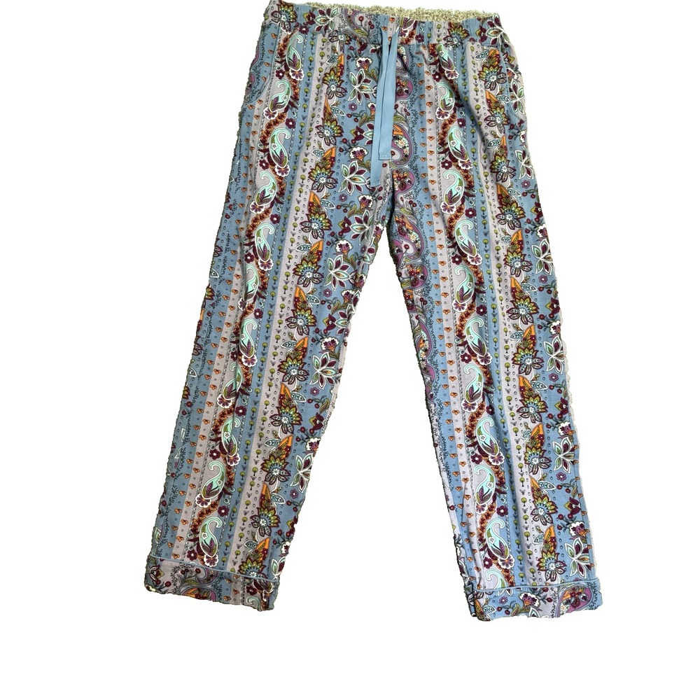 Vera Bradley Province Paisley PJ Pants Medium Ribbon Drawstring Bottom Pajama